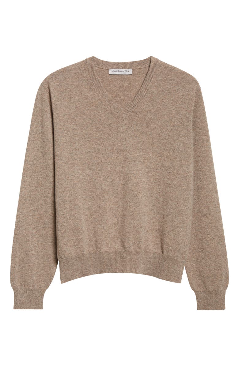 Johnstons of Elgin Lunan Cashmere V-Neck Sweater, Main, color, Ash