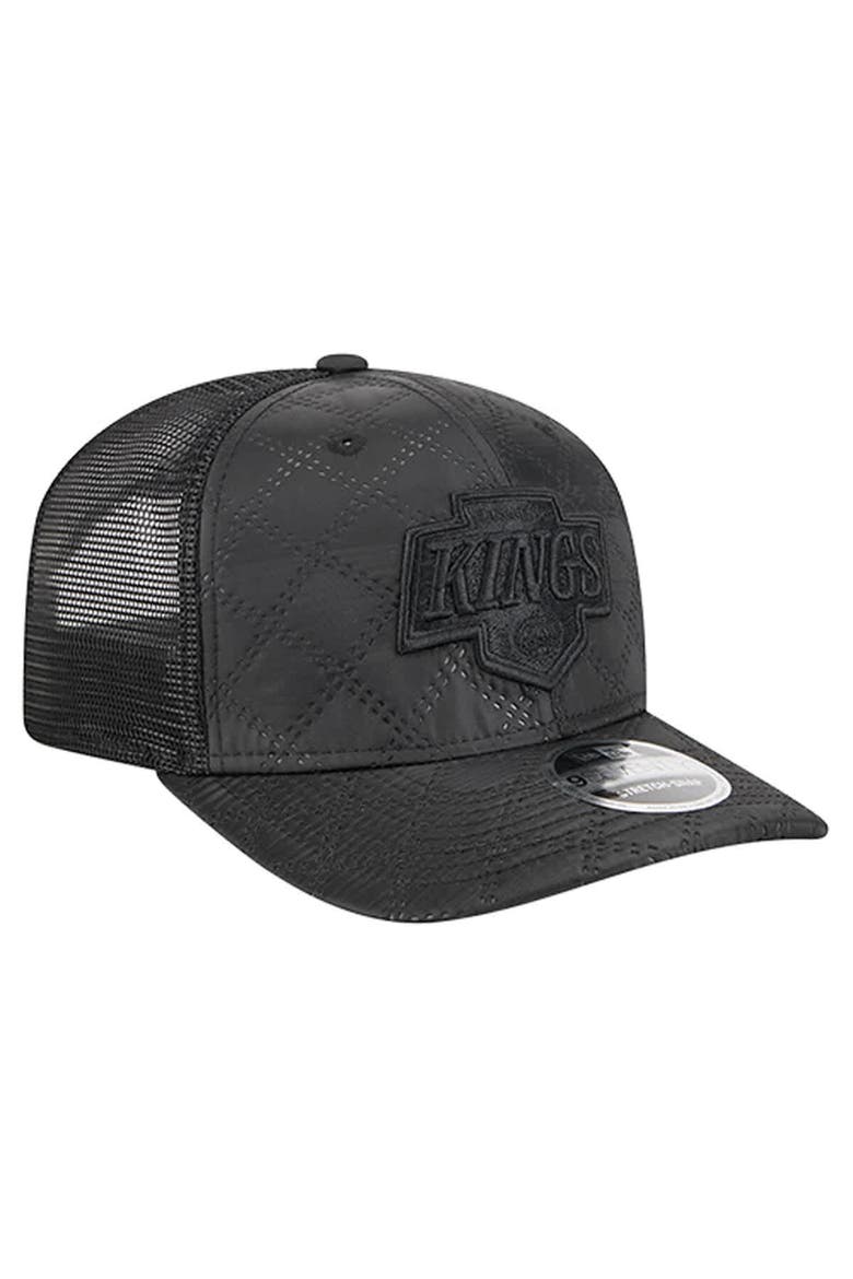 Men's New Era  Black Los Angeles Kings Quilted Nylon 9SEVENTY Adjustable Trucker Hat, Alternate, color, Black