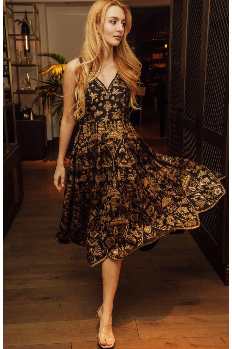Sablora Jacquard Midi Dress, Alternate, color, Black