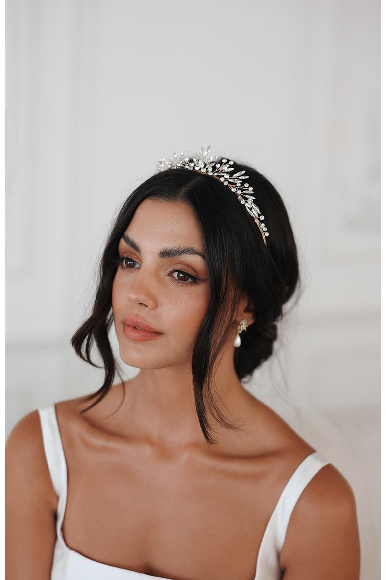 Rosamonde Crystal Tiara, Alternate, color, Gold