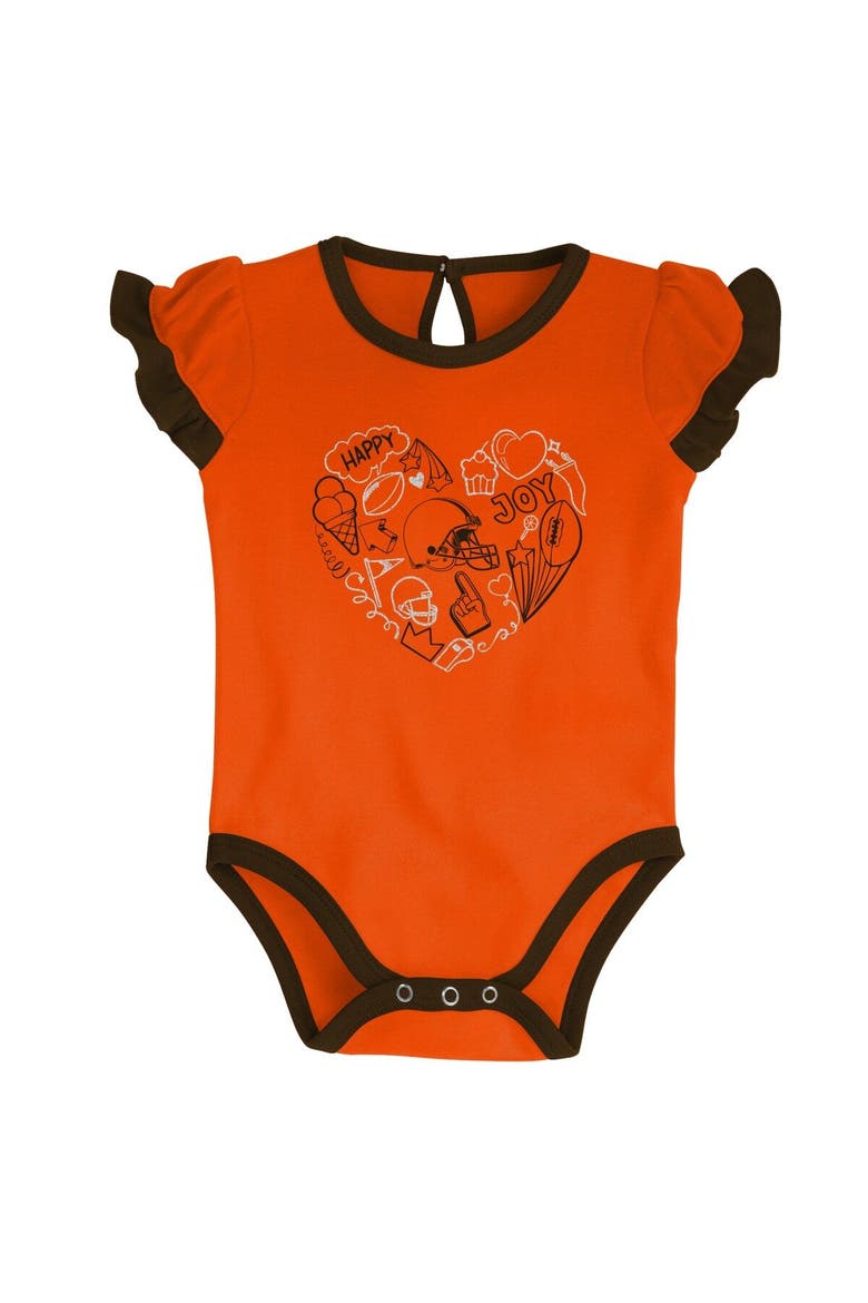 Newborn & Infant Brown/Orange Cleveland Browns Too Much Love Two-Piece Bodysuit Set, Alternate, color, Brown