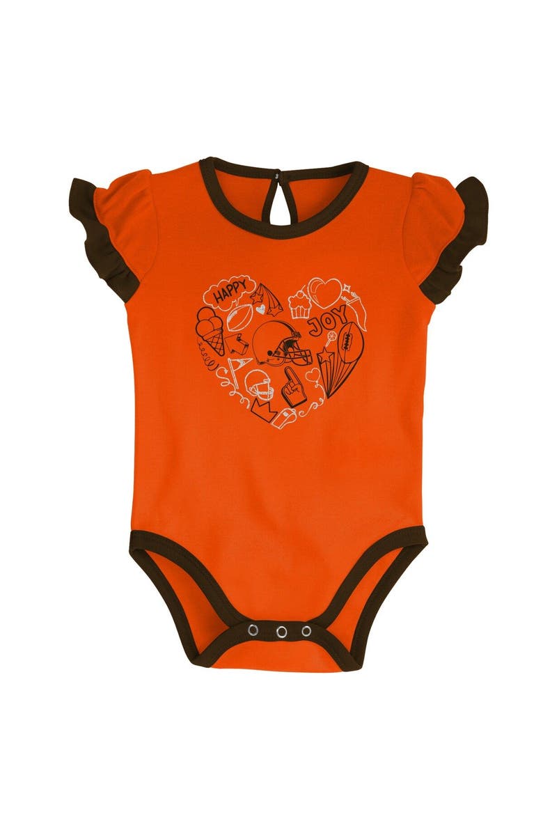 Outerstuff Newborn & Infant Brown/Orange Cleveland Browns Too Much Love Two-Piece Bodysuit Set, Alternate, color, Brown