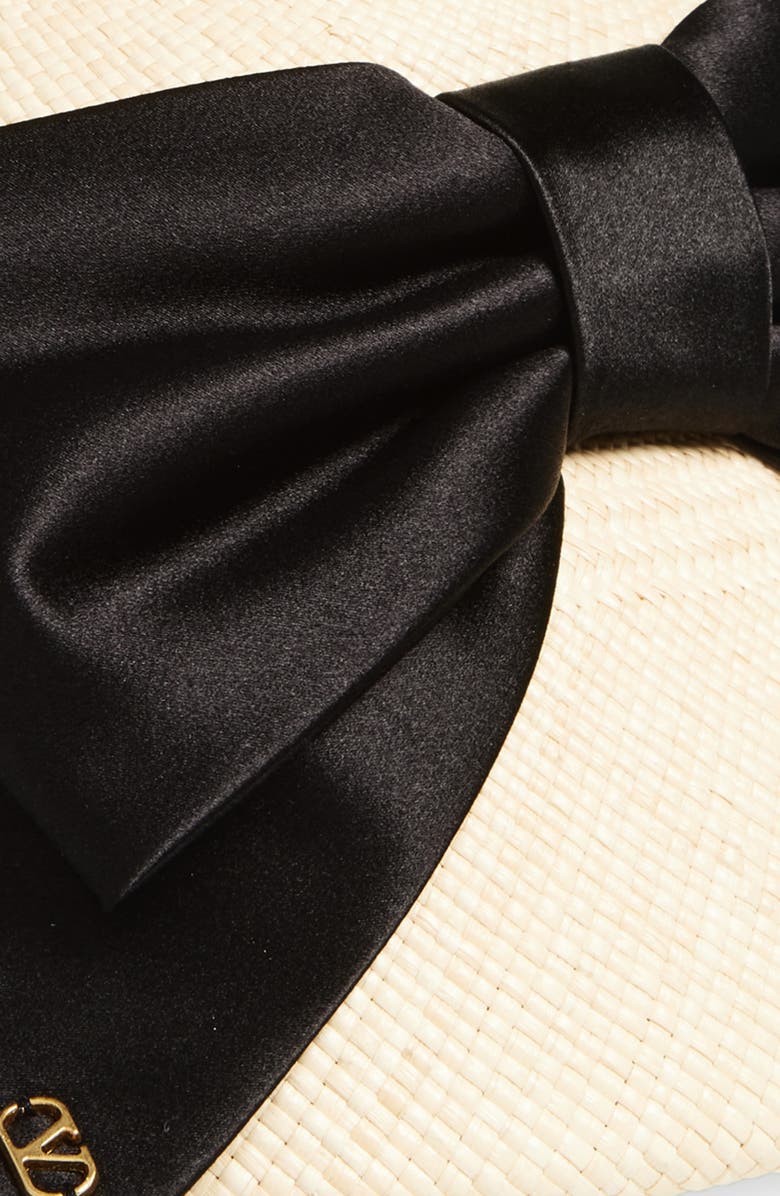 Valentino Garavani VLOGO Signature Straw Hat, Alternate, color, Naturale/ Nero/ Antique Brass