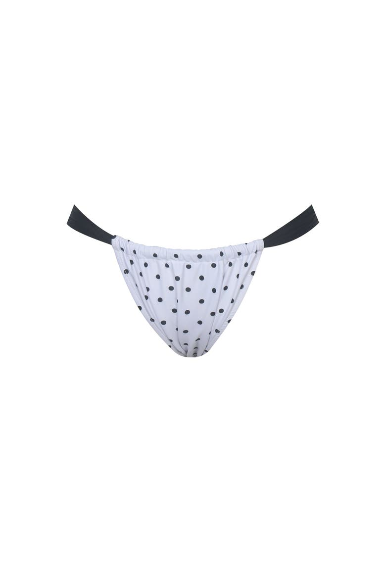 Oliveah Polka Dot Ruched Lacing Bikini Bottom, Alternate, color, White