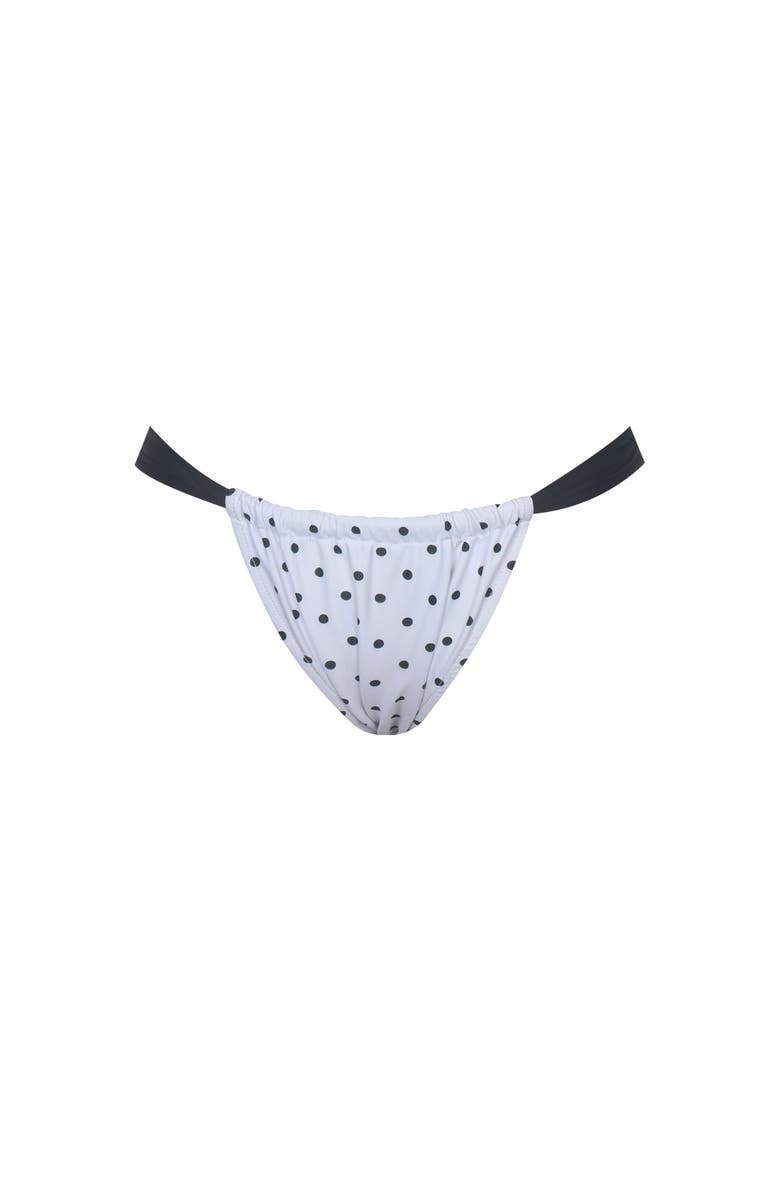 Miss Circle Oliveah Polka Dot Ruched Lacing Bikini Bottom, Alternate, color, White