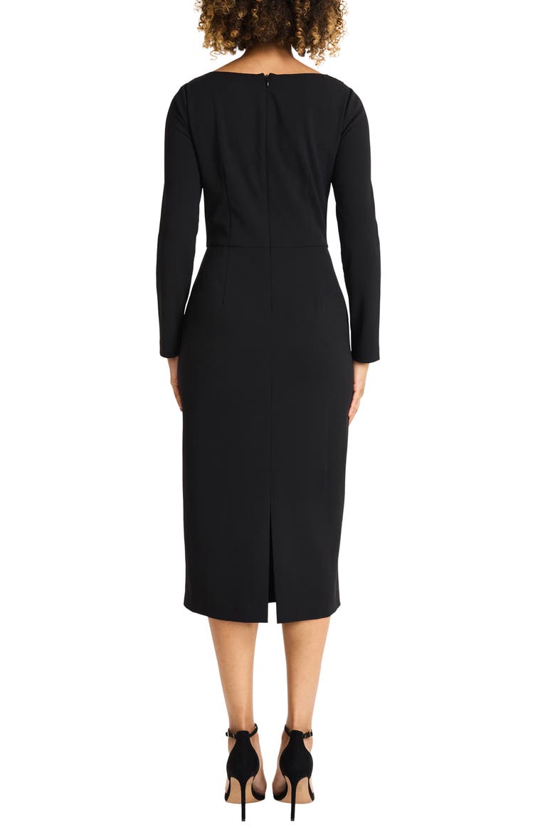 Beaded Long Sleeve Midi Dress, Alternate, color, BLACK