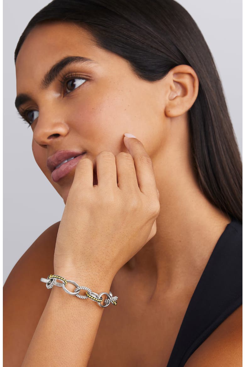 Signature Caviar Link Chain Bracelet, Alternate, color, TWO TONE