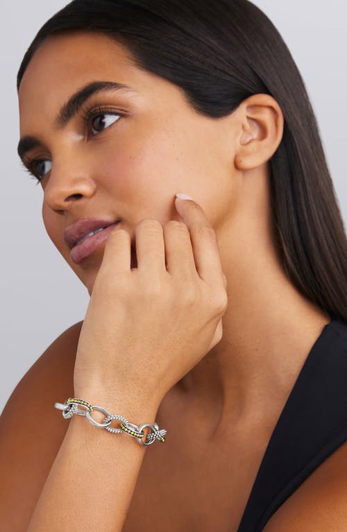 Lagos Signature Caviar Link Chain Bracelet In Metallic