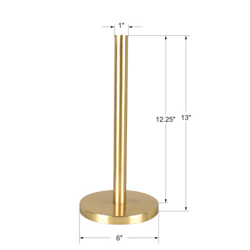 Happimess Avery Modern Classic Metal With Non Slip Weighted Marble Base Paper Towel Holder In Gold