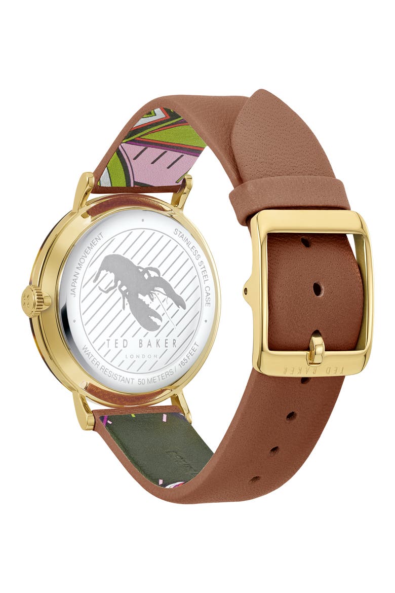 Phylipa Leather Strap Watch, 37mm, Alternate, color, TAN/ CREAM/ TORTOISE
