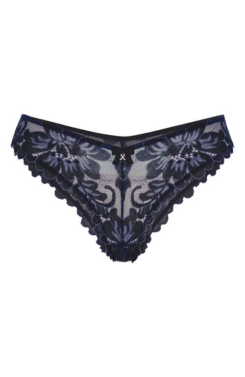 Savage X Fenty Floral Corded Lace Shimmer Brazilian Briefs In Black