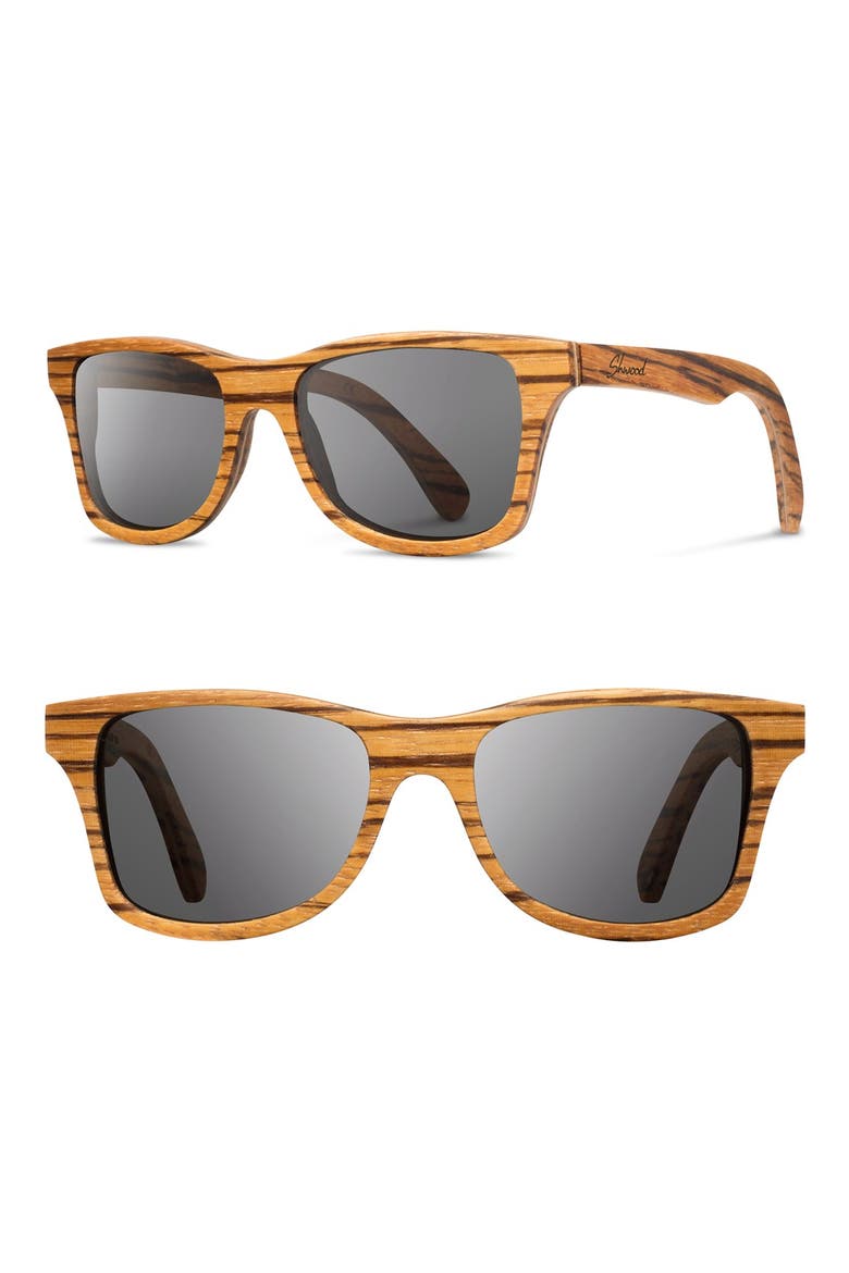 'Canby' 54mm Polarized Wood Sunglasses, Main, color, ZEBRAWOOD/ GREY