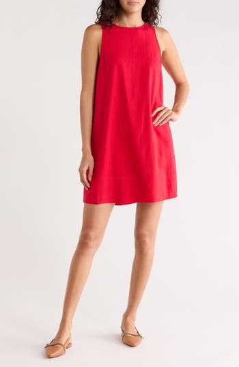 Madewell Women's Linen Blend Shift Minidress - Red - Mini dresses