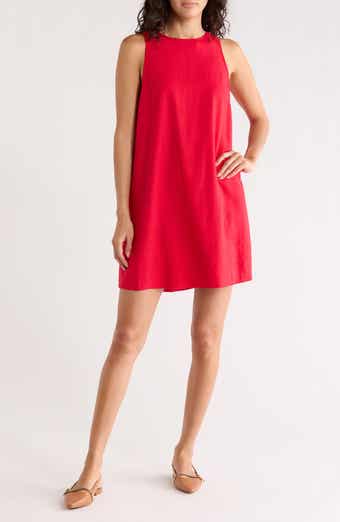 Linen Blend Shift Minidress