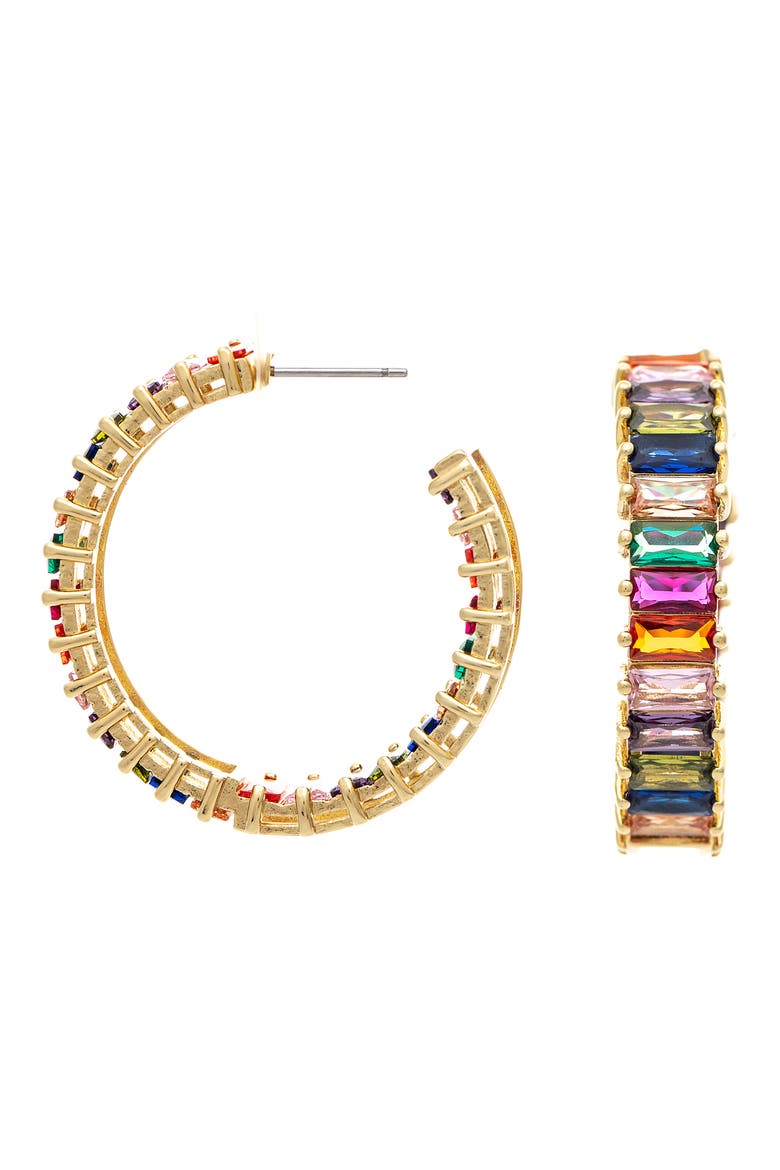 Multi Colored Gem Hoop Earrings, Main, color, MULTI