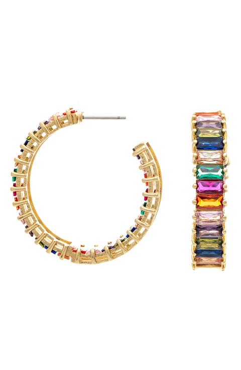 Multi Colored Gem Hoop Earrings