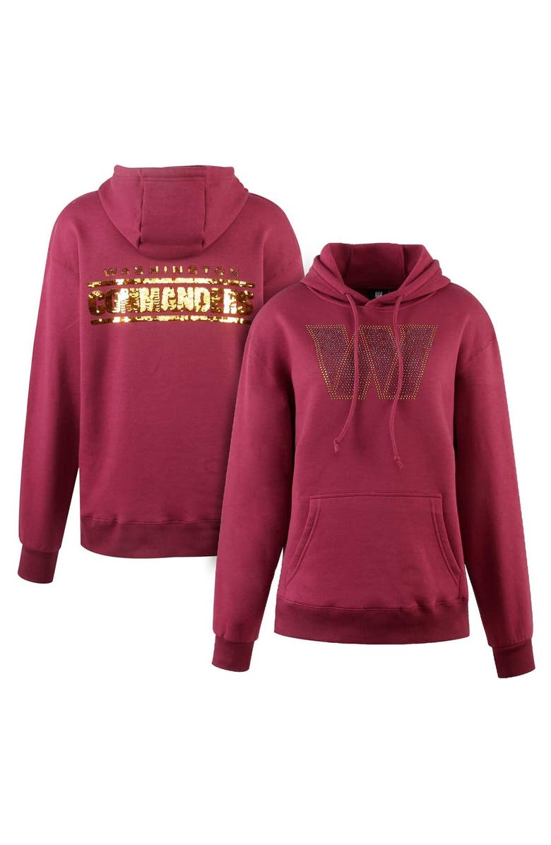 CUCE Women's Cuce Burgundy Washington Commanders Rhinestone Logo Wordmark Pullover Hoodie, Alternate, color, 