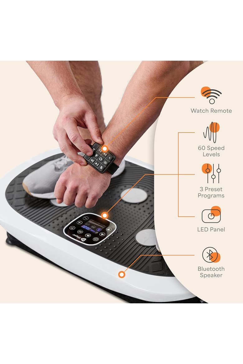 Rumblex Plus 4D Vibration Plate Machine Exercise Machine with Triple Motors for Recovery and Fat Burn, Alternate, color, White