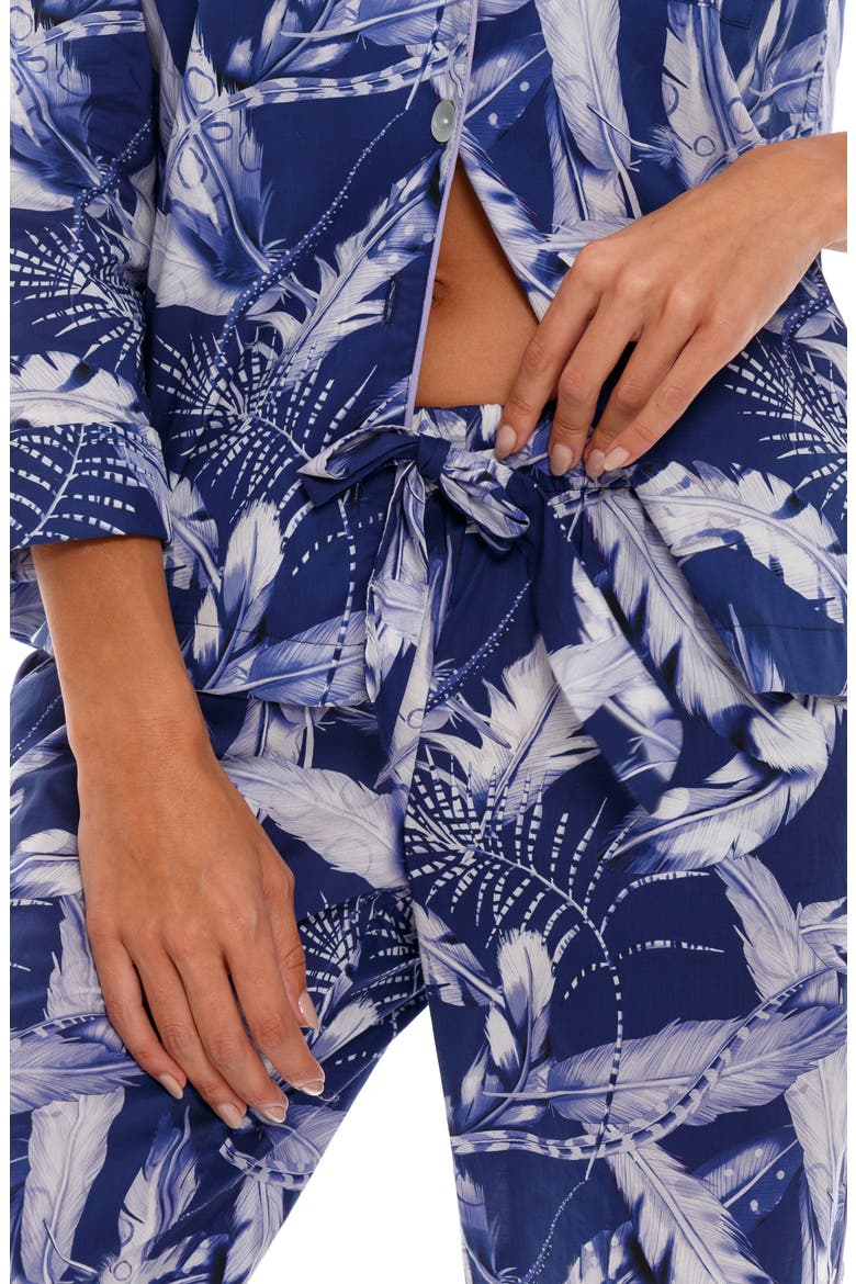 Emma Blue Plume Cotton Pajamas, Alternate, color, BLUE