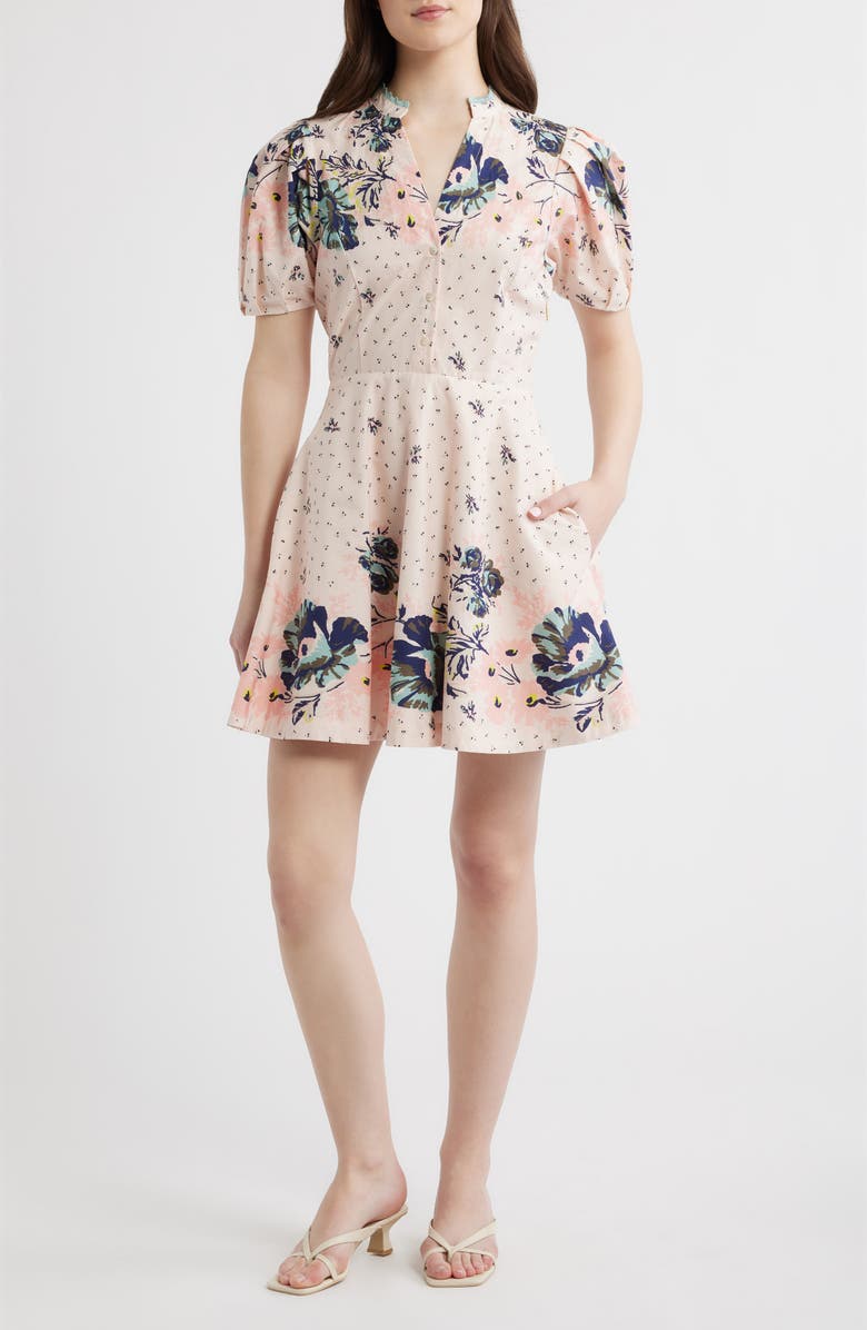Cleobella Micah Mixed Floral Print Organic Cotton Poplin Minidress, Main, color, Liora Print