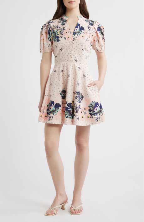 Micah Mixed Floral Print Organic Cotton Poplin Minidress