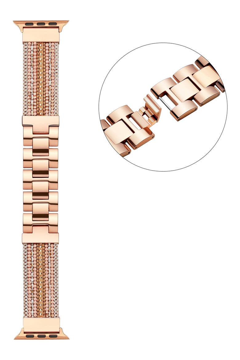 Beaded Apple Watch® Bracelet Watchband, Alternate, color, ROSE GOLD