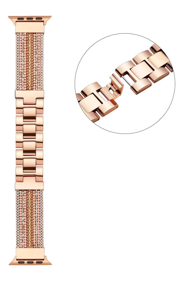 The Posh Tech Beaded Apple Watch<sup>®</sup> Bracelet Watchband, Alternate, color, Rose Gold