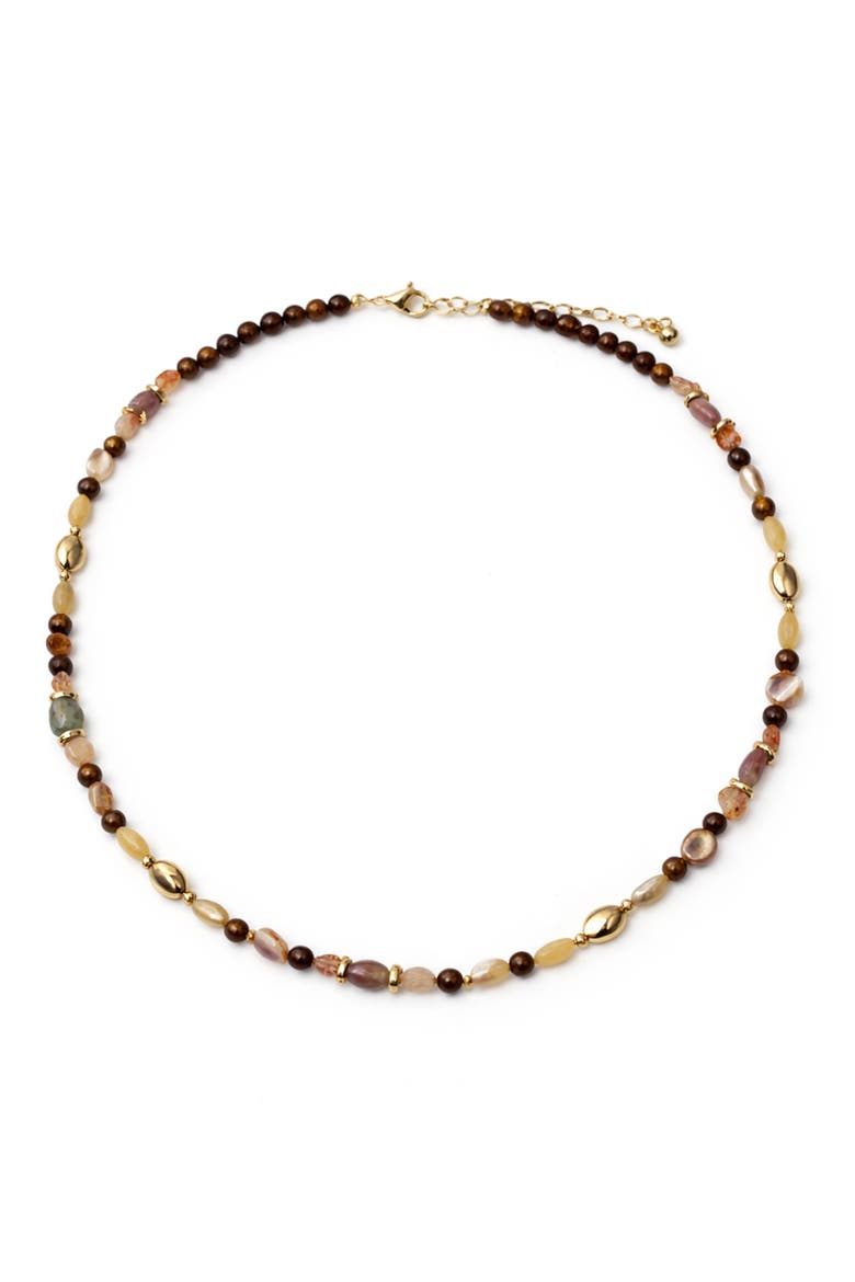 Semiprecious Stone Necklace, Main, color, BROWN