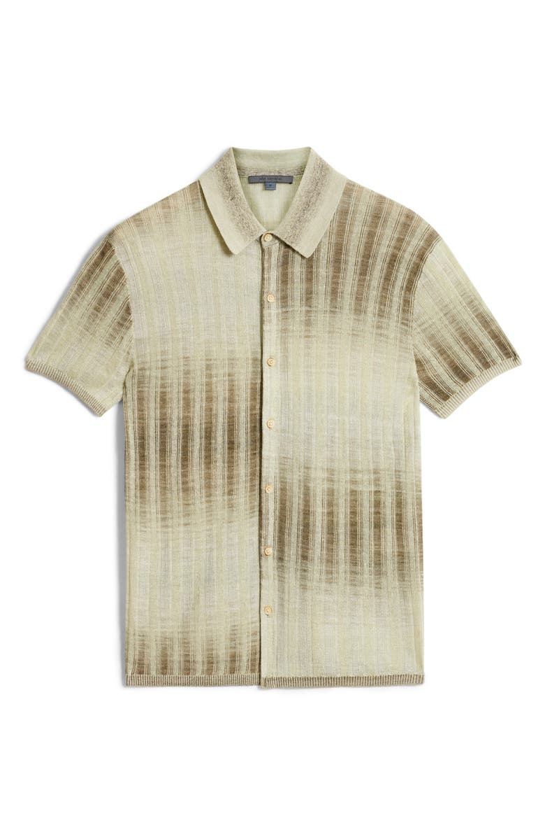 John Varvatos Santiago Short Sleeve Button-Up Sweater, Alternate, color, 
