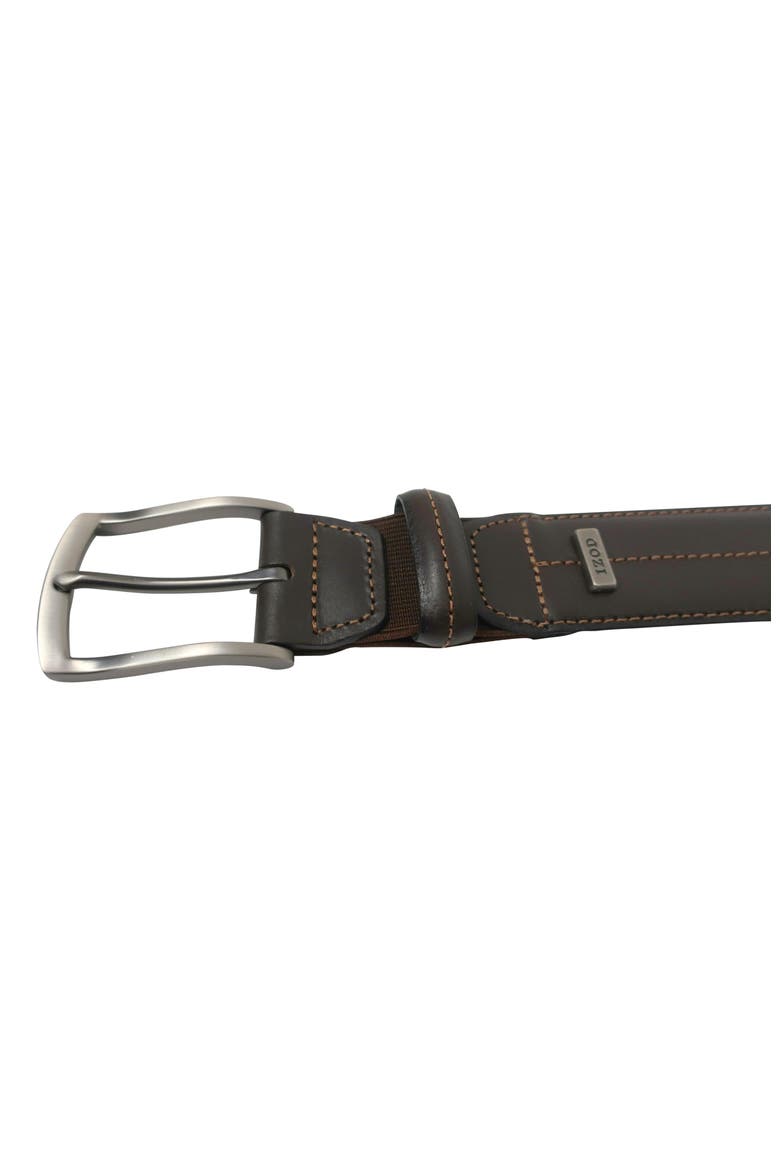 Mens Elastic Power Stretch Leather Belt, Alternate, color, Brown