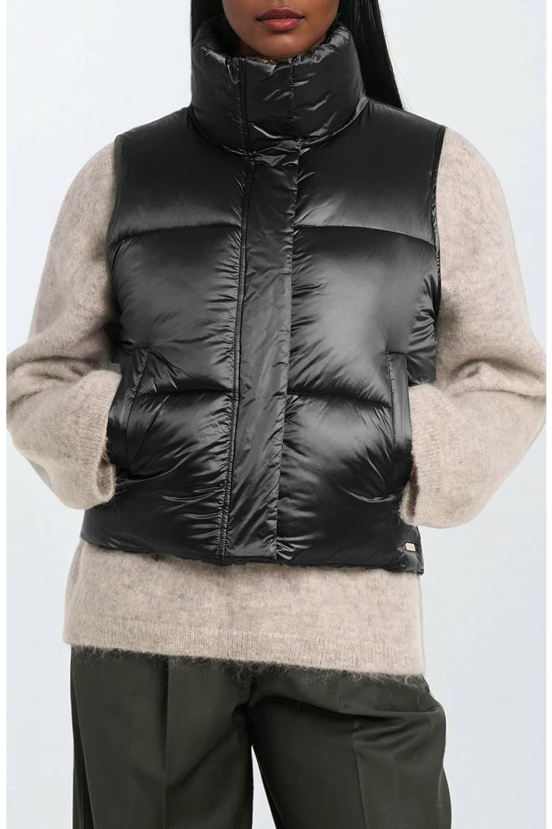 Cropped Puffer Vest, Main, color, BLACK