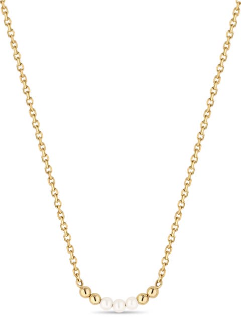 Freshwater Pearl Chain Necklace in 14K Gold,18mm