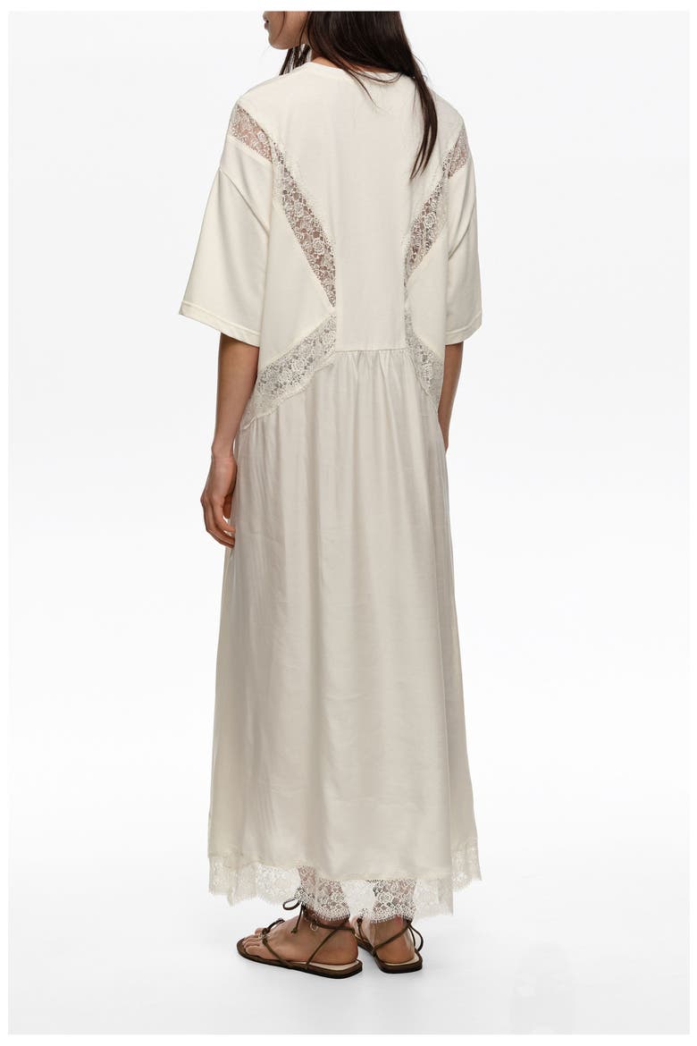 Lace Dual Material Dress, Alternate, color, IVORY