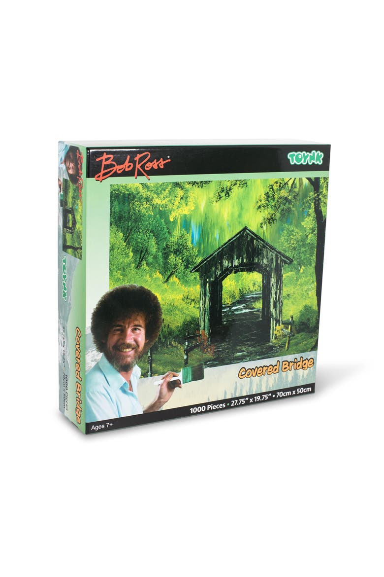 Bob Ross Covered Bridge Nature Puzzle | 1000 Piece Jigsaw Puzzle, Main, color, Green