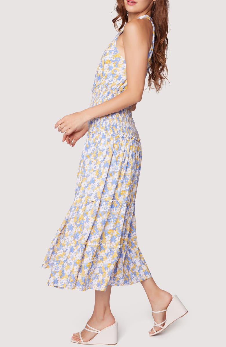 Lost + Wander Dazzling Bloom Smocked Bodice Midi Dress, Alternate, color,
