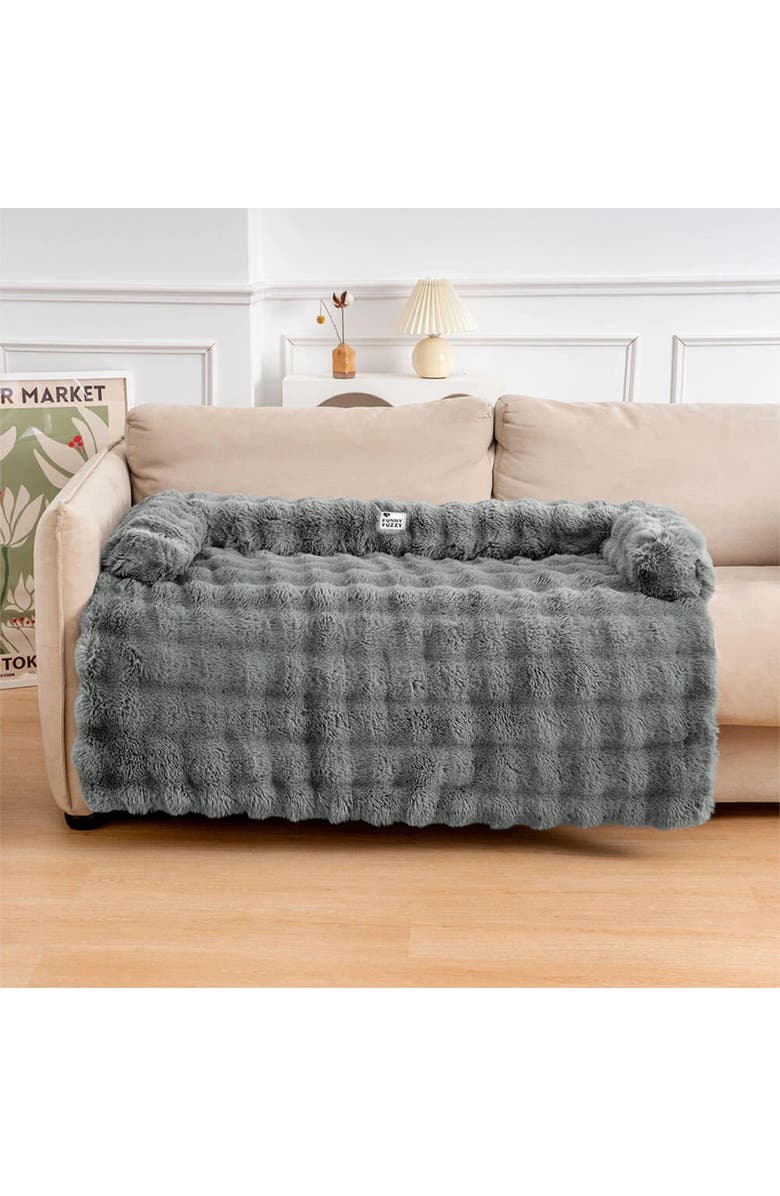 FunnyFuzzy Cozy Fluffy Sofa Seat Pad, Alternate, color, Grey