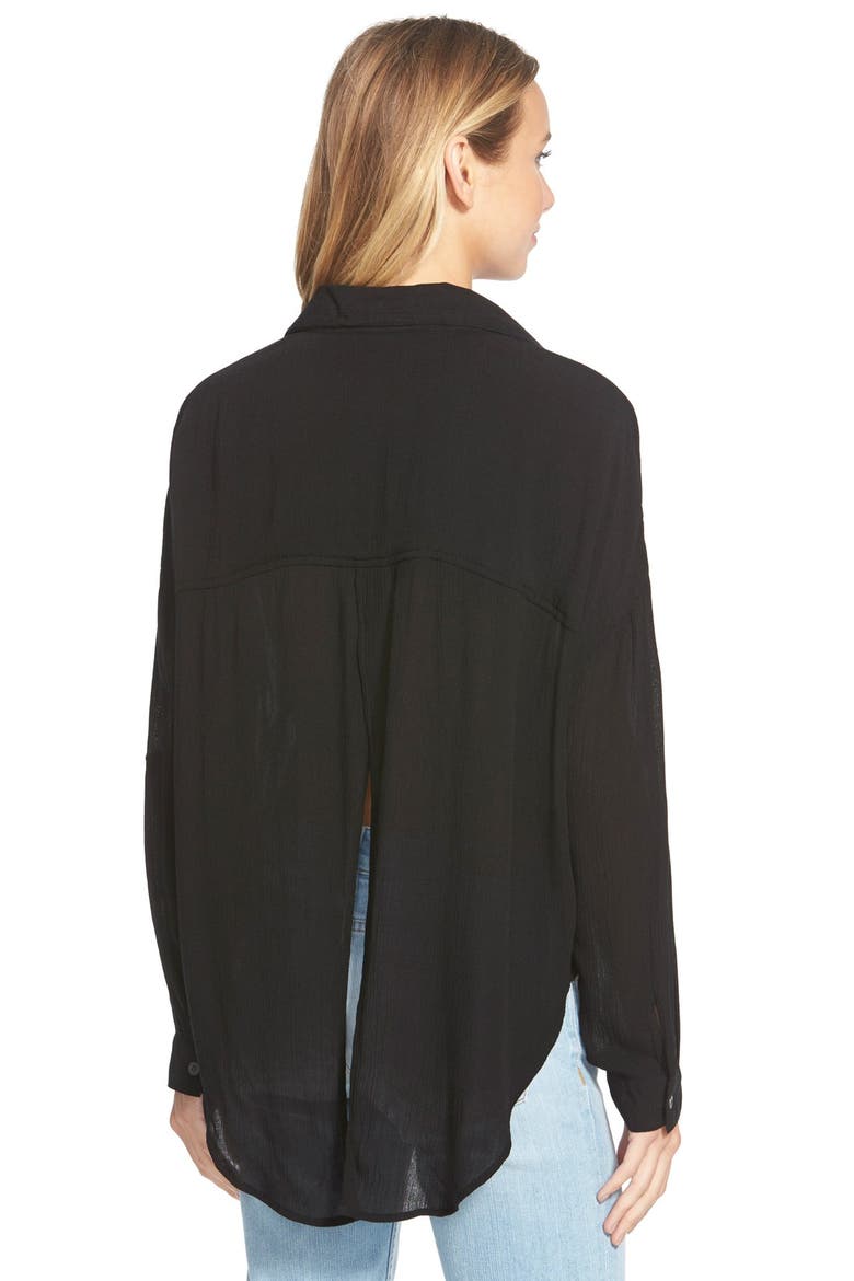 Split Back Collared Shirt, Alternate, color, BLACK