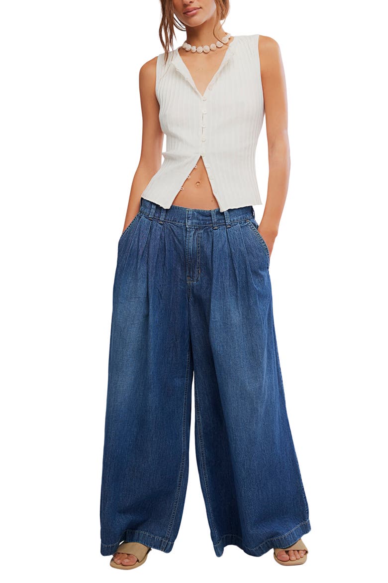 Scout Mid Waist Wide Leg Jeans, Alternate, color, DEEP INDIGO