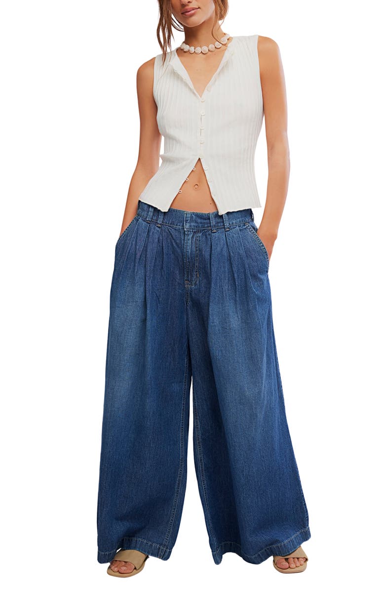 Free People Scout High Waist Wide Leg Jeans, Alternate, color, Deep Indigo