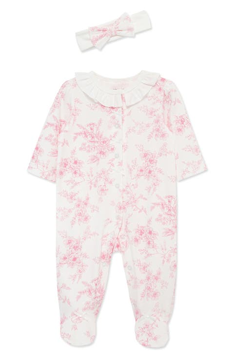 Floral Cotton Footie & Head Wrap Set (Baby) (Nordstrom Exclusive)