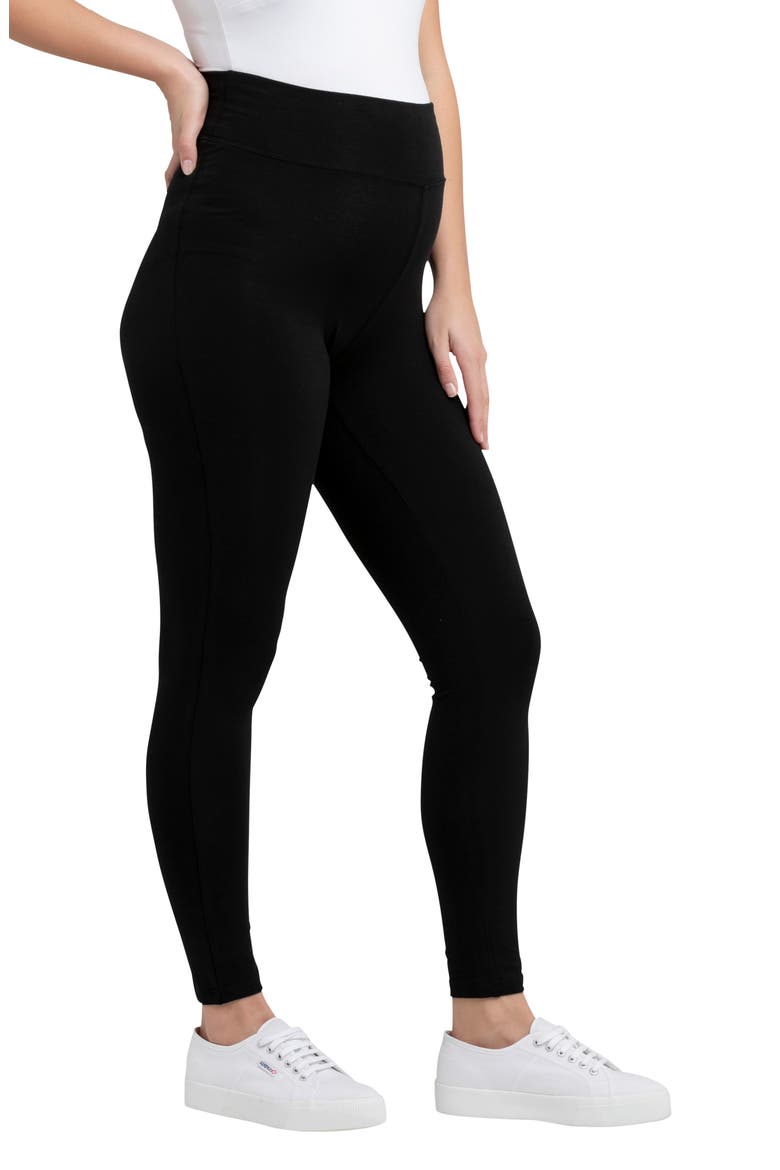 Essential Organic Cotton Maternity Leggings, Alternate, color, BLACK