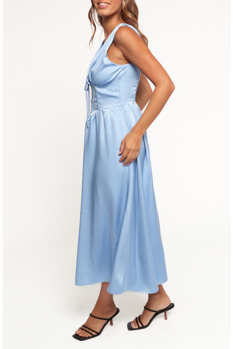 Verena Plunge Neck Satin Dress, Alternate, color, PERIWINKLE BLUE