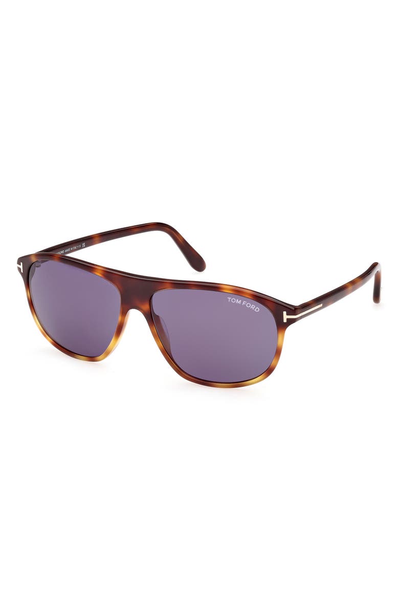 TOM FORD Prescott 60mm Square Sunglasses, Alternate, color, Shiny Blonde Havana / Blue