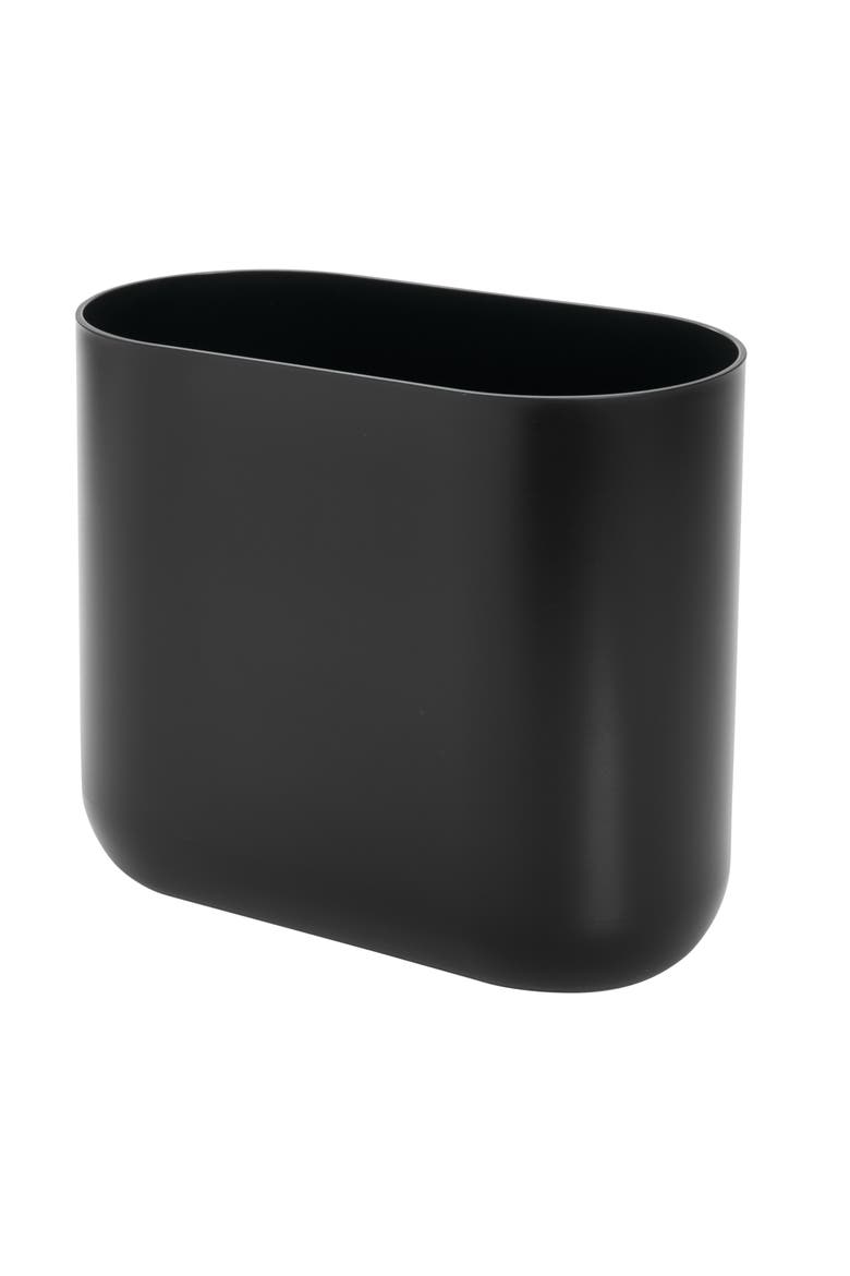 Small Plastic 1.9 Gallon / 7 L Oval Bathroom Trash Can, 2-Pack, Black, Alternate, color, Black