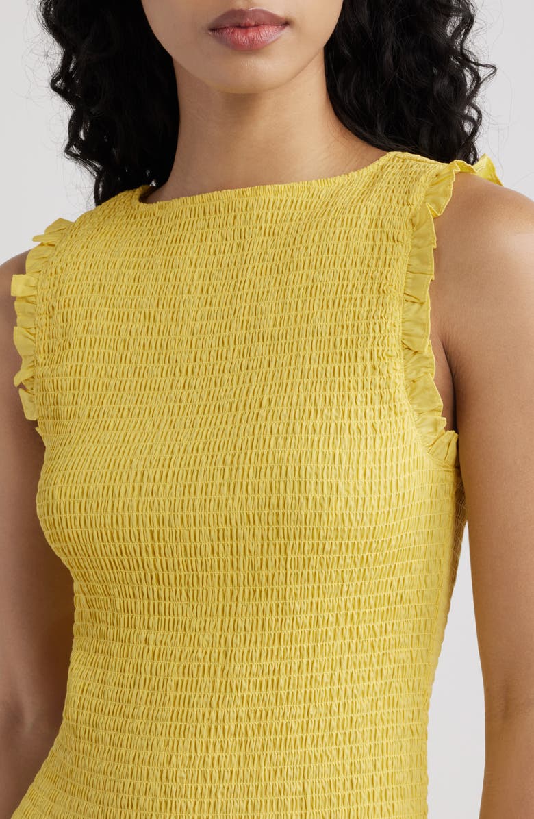 WAYF Esme Smocked Sleeveless Minidress, Alternate, color, Yellow