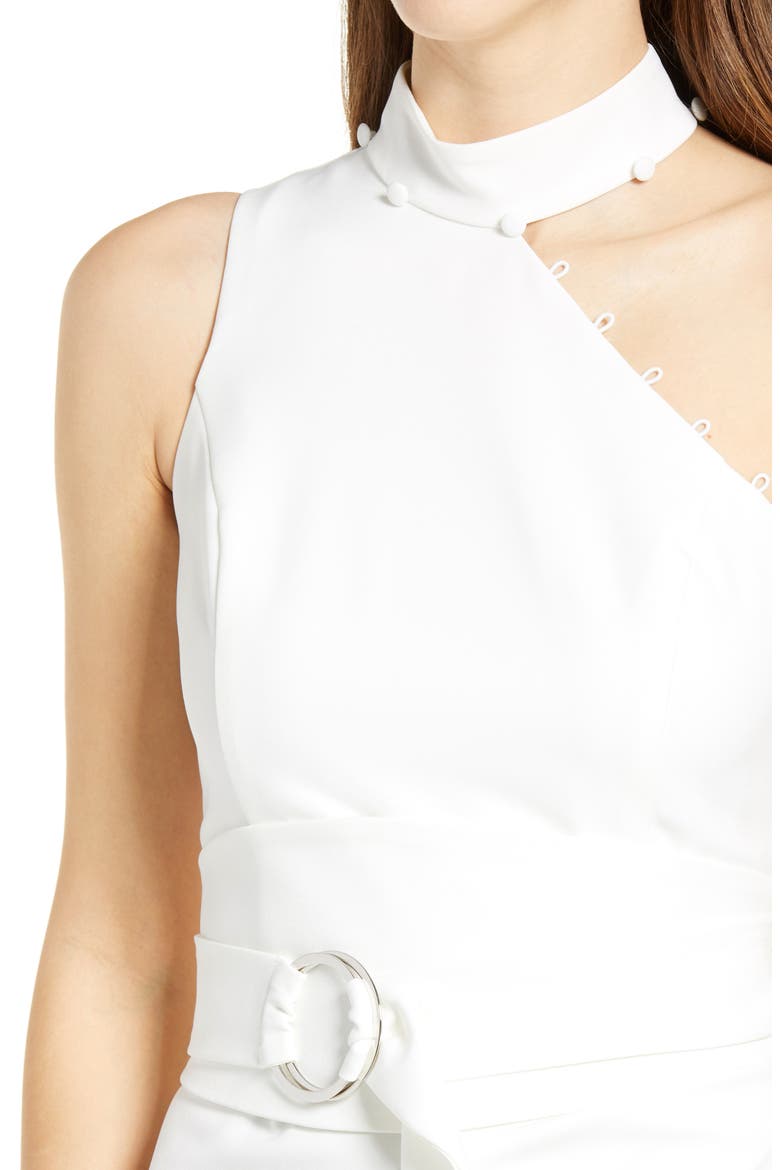 Asymmetric Cutout Sheath Dress, Alternate, color, WHITE
