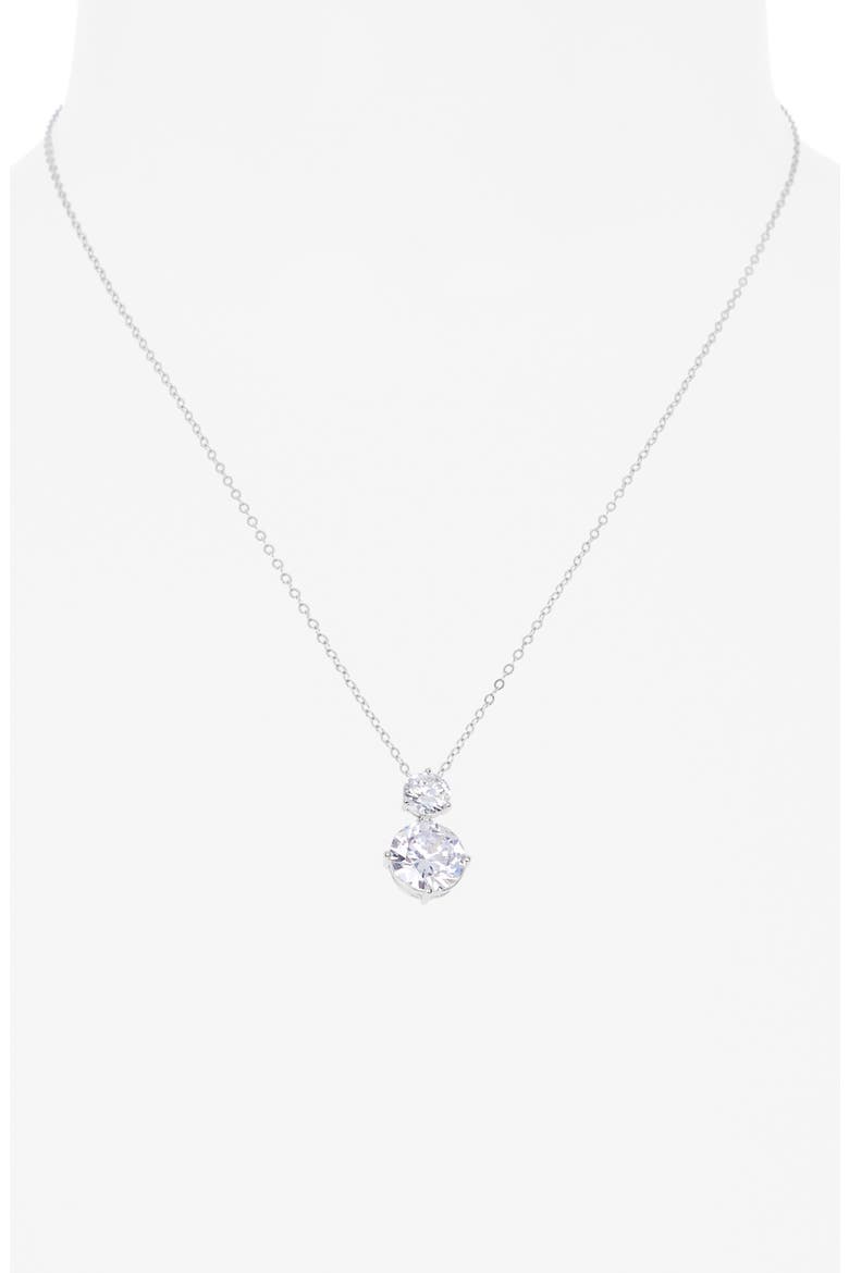 Cubic Zirconia Pendant Necklace, Alternate, color, RHODIUM/ WHITE