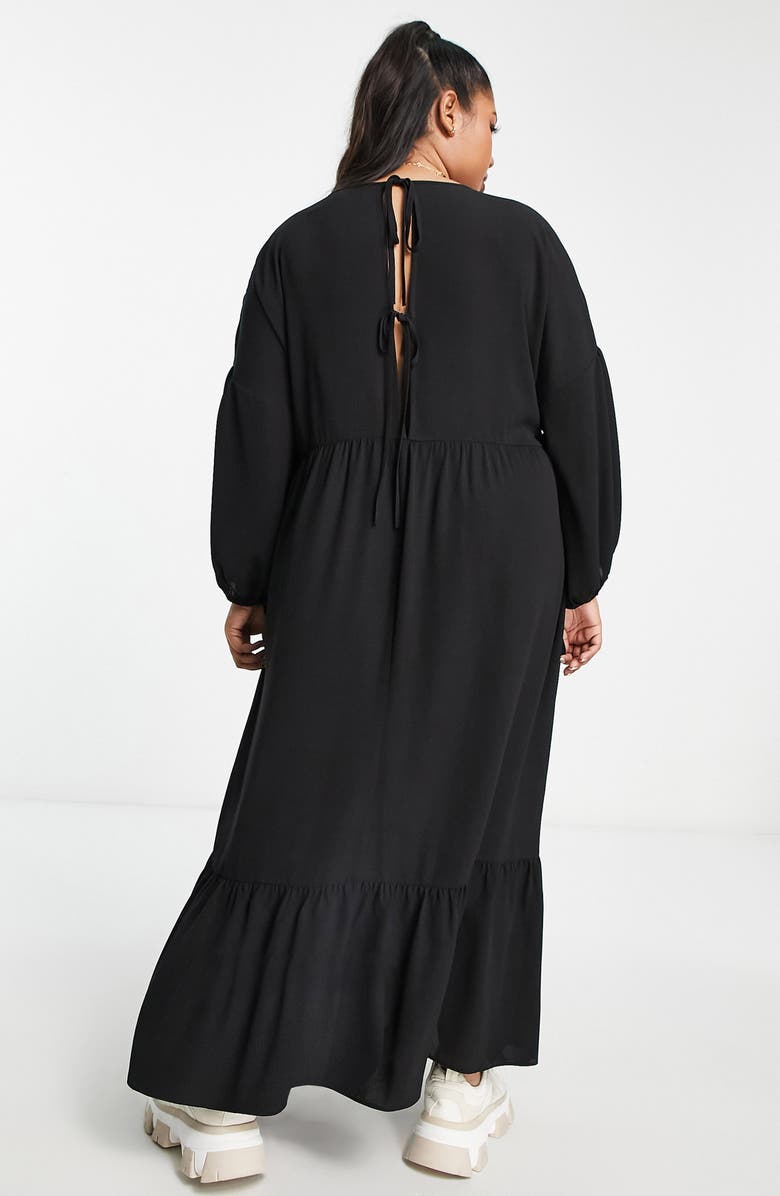 ASOS DESIGN Curve Tiered Long Sleeve Maxi Dress, Alternate, color,