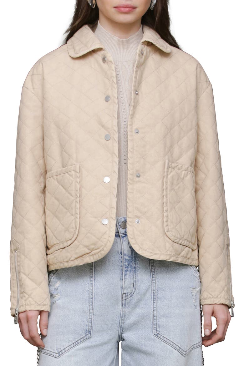 Diamond Quilted Cotton Jacket, Main, color, IVORY