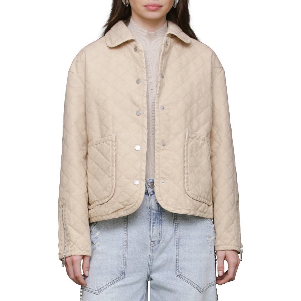 Avec Les Filles Diamond Quilted Cotton Jacket In Neutral